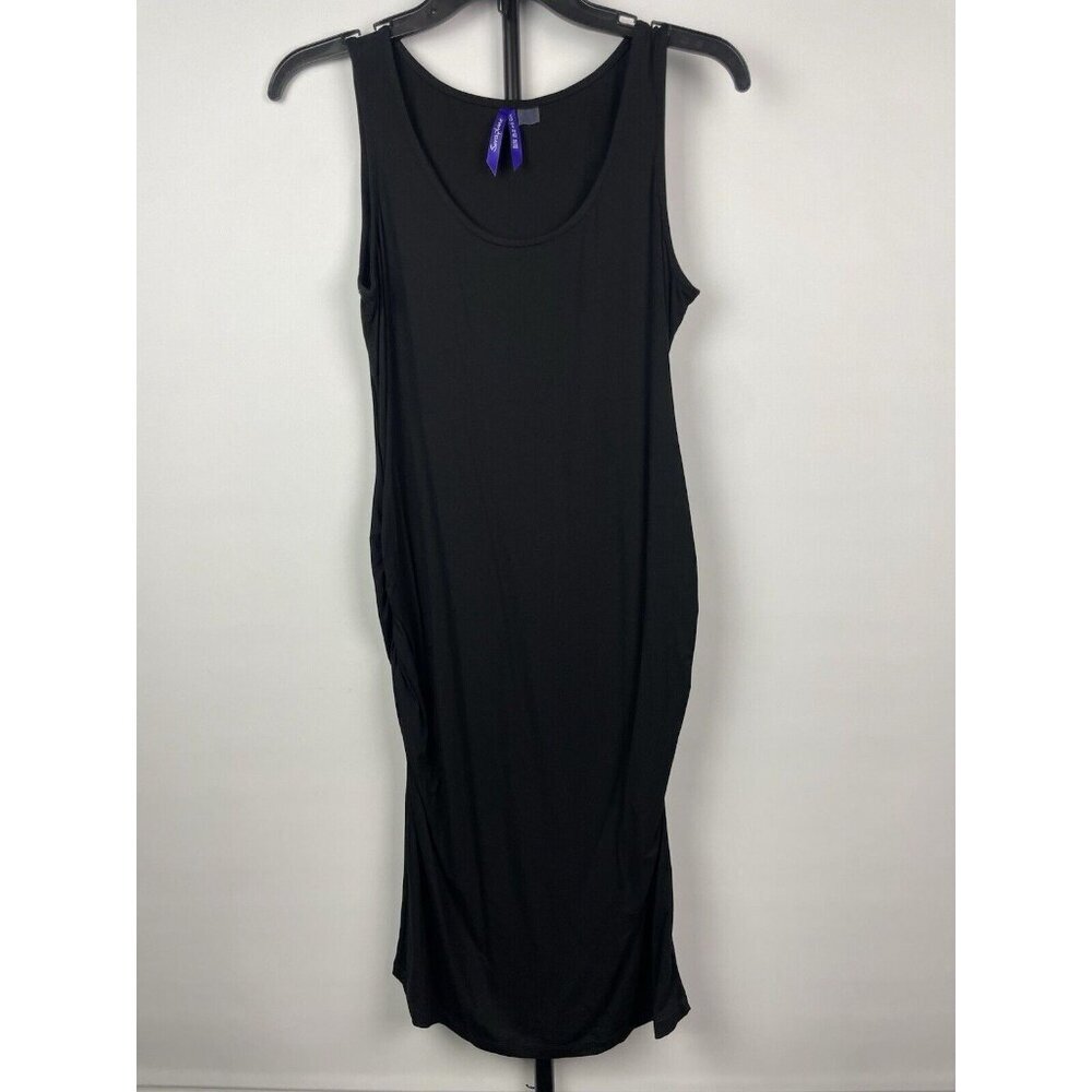 Seraphine Black Sleeveless Ruched Side Seam Maternity‎ Tank Dress Size 6